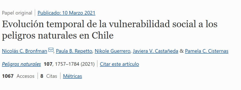 Evolución temporal de la vulnerabilidad social ante amenazas naturales en Chile